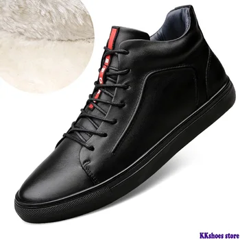 

Classic Men Winter Boots Plush Warm Black Men Snow Boots Waterproof Male Ankle Boots Autumn Outdoor Man Motorcycle Shoes 38-48