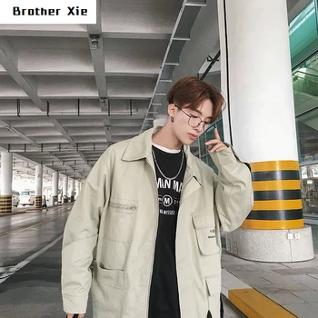 

Autumn New Tooling Jacket Men Fashion Letter Printing Casual Multi-pocket Jacket Man Streetwear Hip-hop Loose Bomber Jacket