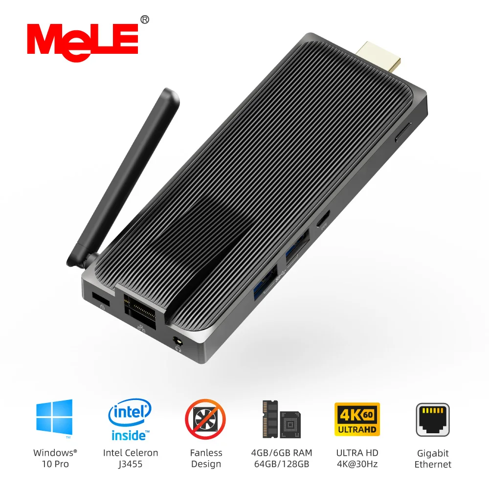 US $174.79 Intel Celeron J3455 Quad Core 6GB 128GB Fanless Mini PC Windows 10 Pro PC Stick Mini Computer HDMI 4K 245GHz WiFi Gigabit LAN