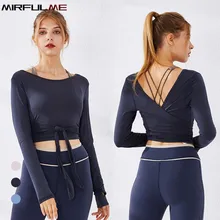 Женская Спортивная футболка, женские рубашки для йоги, свободные рубашки для бега, фитнеса, одежда для йоги с перекрестной повязкой, двухсторонние топы, блузка для спортзала и тренировок