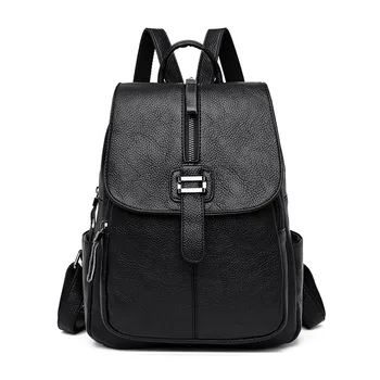 

Backpack Women's Bag 2018 Fall/winter New Soft Leather Travel Bag Fashion High-capacity Backpack Women Backpack Bookbag