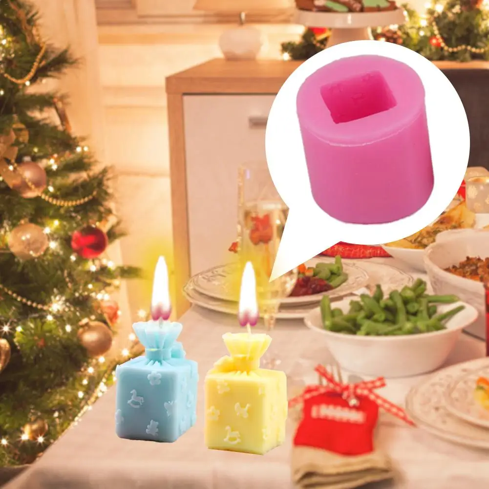 Силиконовая форма 3D Рождественская Подарочная свеча, ароматическая форма для мыла DIY, форма для свечей, рождественский подарок, украшение торта, инструмент для выпечки