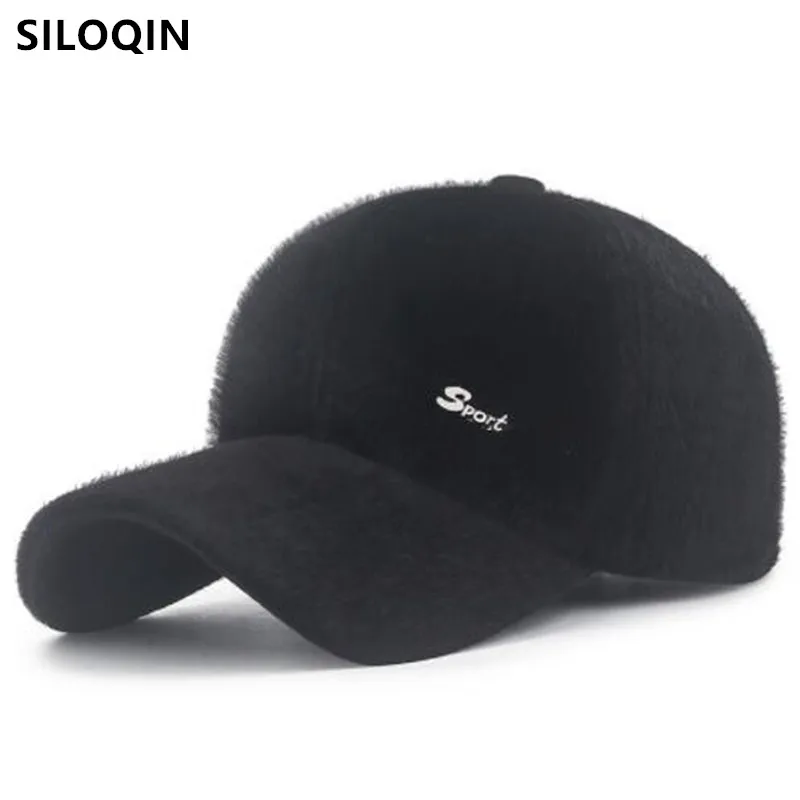 

SILOQIN Snapback Cap New Winter Men's Earmuffs Hat Warm Baseball Cap Cold Proof Riding Caps Adjustable Size Casual Sports Cap