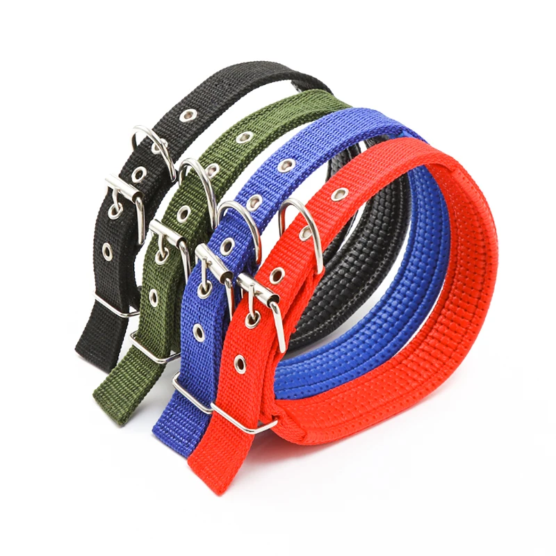 

5 Size Solid Dog Collars Nylon Dog Collar Pet neck collar Adjustable For Medium Large Dogs Engraved Collar de perro