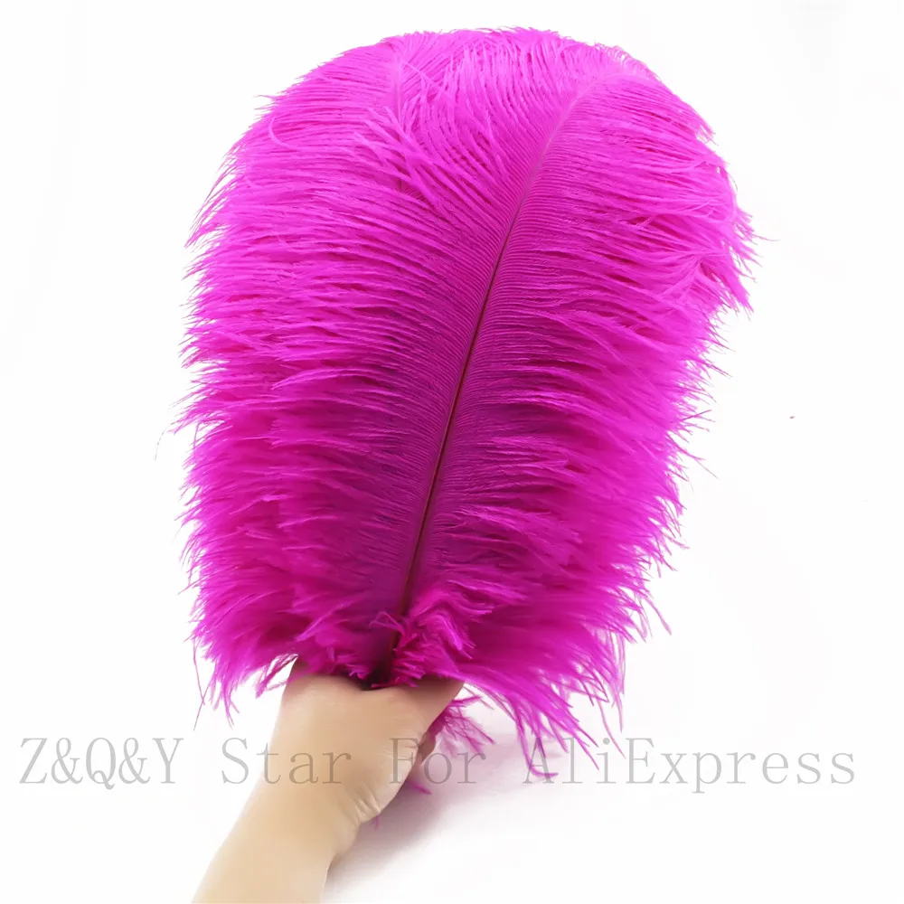 

Natural beautiful 35-40CM (14-16 inches) ostrich hair 10-100 pieces dyed rose red DIY craft jewelry clothing decorative feathers