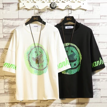 

Japanese Harajuku T-Shirt Men 2020 Summer Hip Hop T Shirts Ship face print Streetwear Tshirts Short Sleeve Casual Top