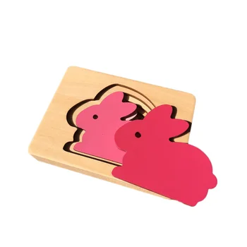 

Baby Puzzles Toys Multilayer Jigsaw Wooden Cartoon Rabbit Toys for Children Animal Carton 3D Puzzle Early Educational Aids Gift