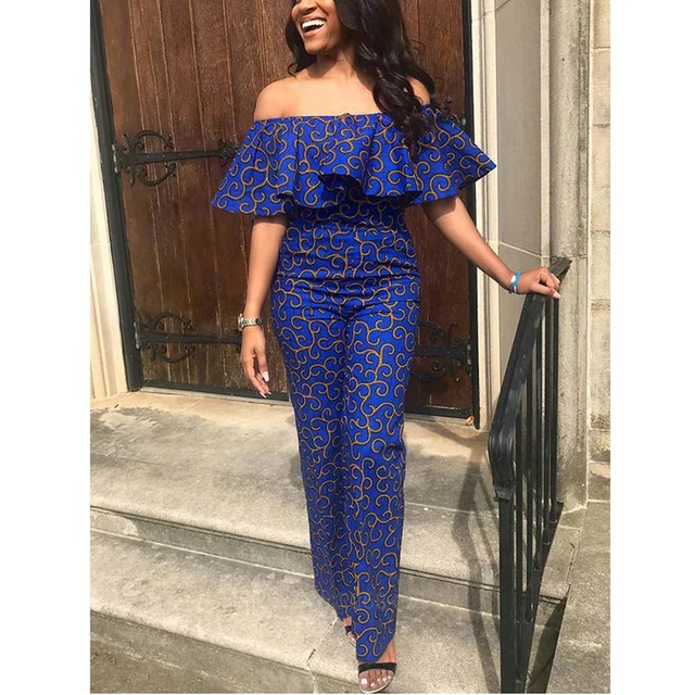 Voke African Off Shoulder Backless Jumpsuit - Image 4