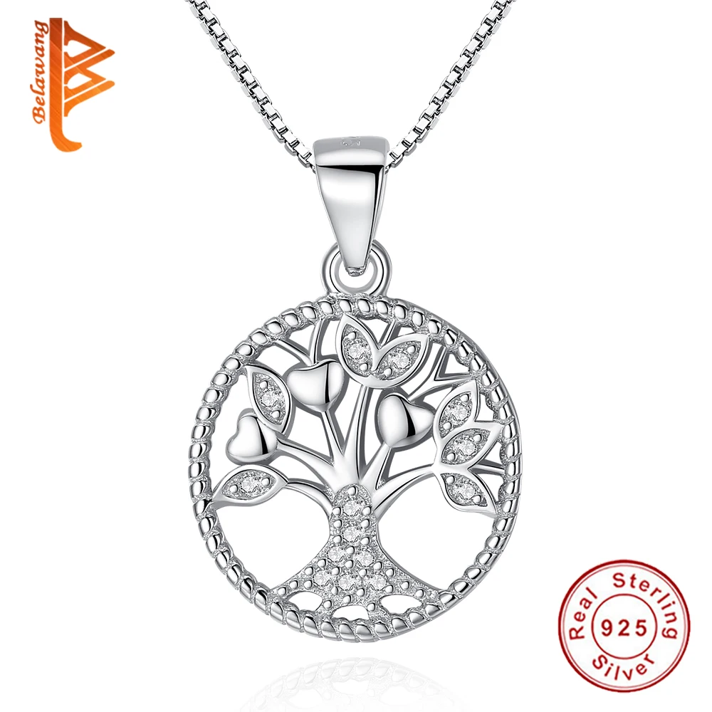 

Wholesale 925 Sterling Silver Round Pendant Necklace Adjustable Family Tree Crystal Necklace Women Luxury Accessories Gift