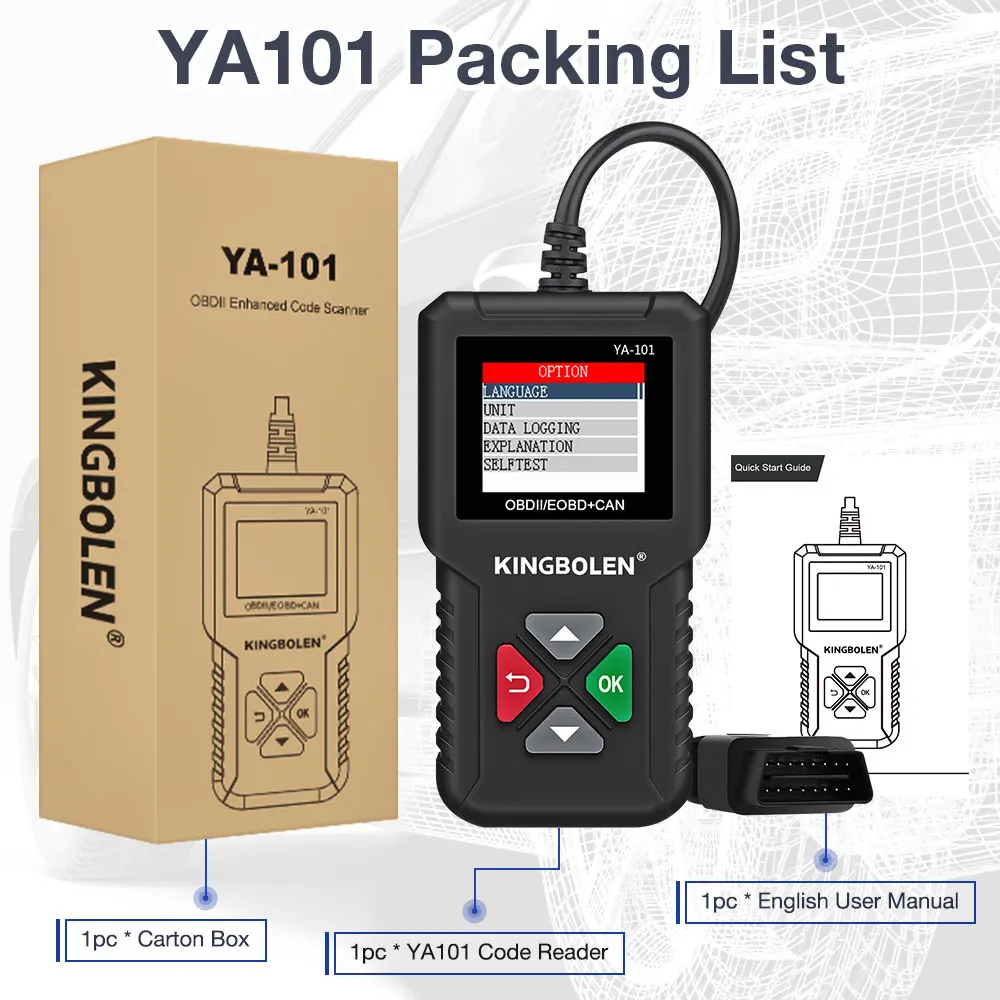 de Diagnóstico, Code Reader, YA101, OBD2 Scanner, PK, ELM327, CR3001