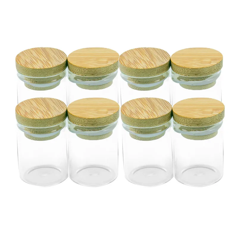 50pcs 15ml 30x40mm Glass Bottle With Bamboo Cap Glass Bottles Liquid Food Grade Tea Liquorice Candy Saffron Jars Vials 2
