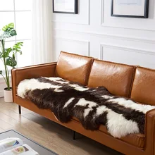 Коврик из натуральной овчины 1P 2P в натуральном коричневом леопардовом принте, декоративный меховой коврик