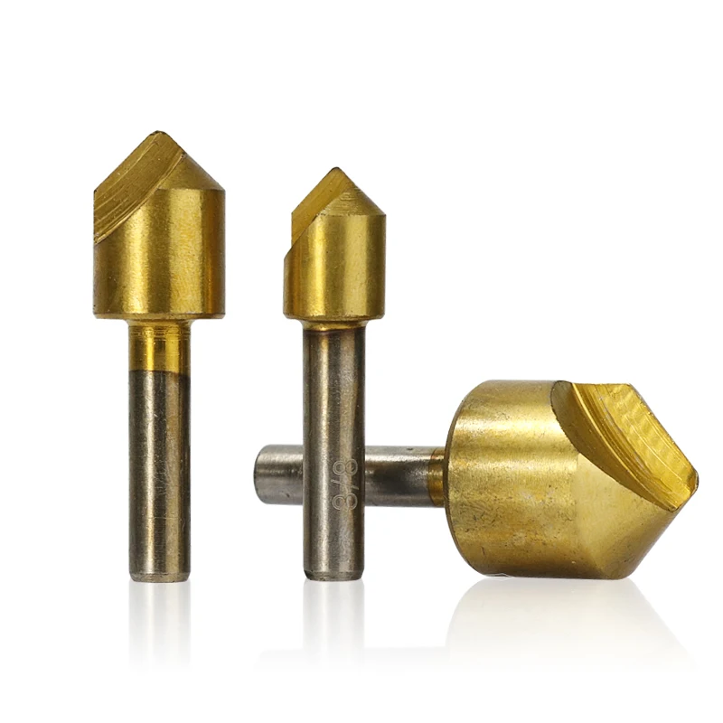 XCAN 3 шт 3/8 ''1/2'' 3/4 ''Одиночная флейта 90 градусов фаска сверло набор титановое покрытие Зенковка сверло дерево/Металл сверло