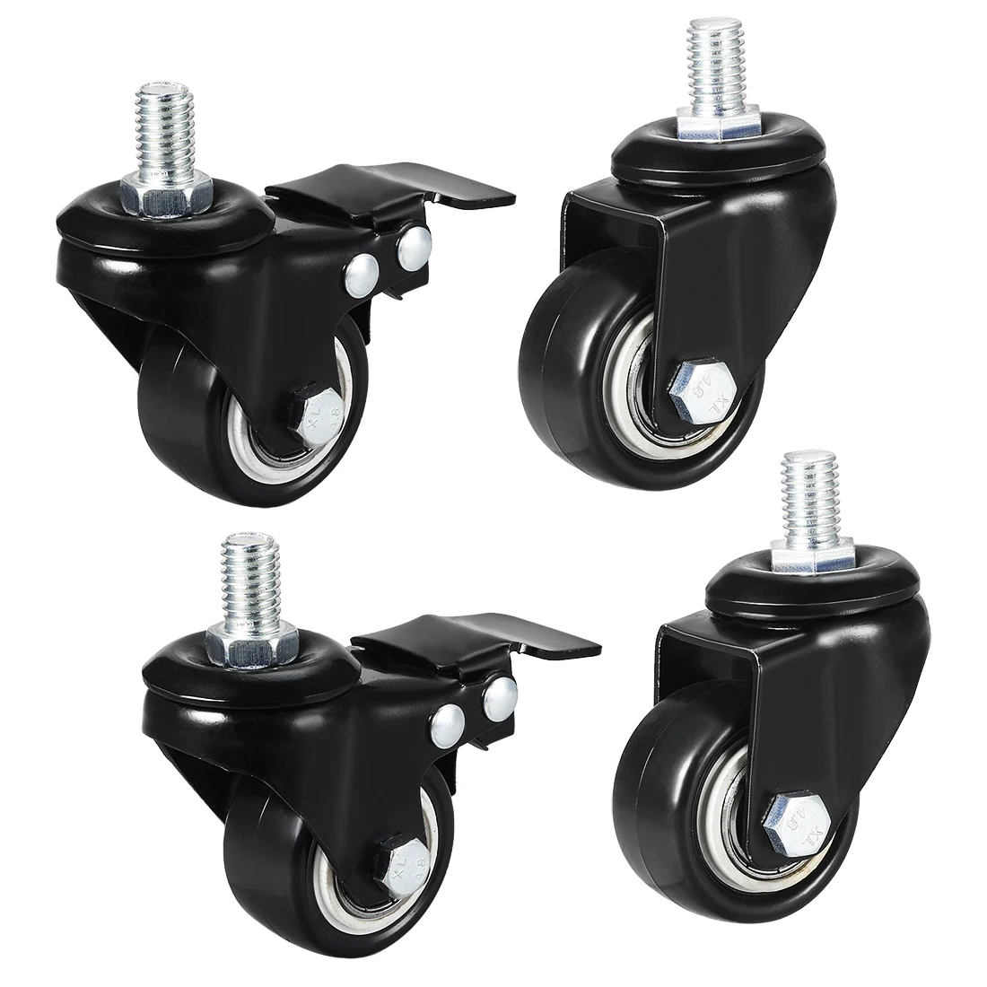 

uxcell 1.5 Inch 2 Inch Swivel Caster wheels PU 360 Degree Threaded Stem Caster Wheel