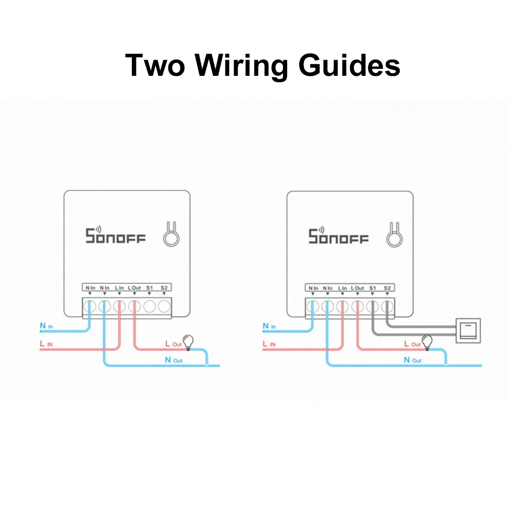 SONOFF Мини DIY двухсторонний умный переключатель дистанционного управления WiFi переключатель внешний переключатель работает с Google Home/Nest IFTTT& Alexa