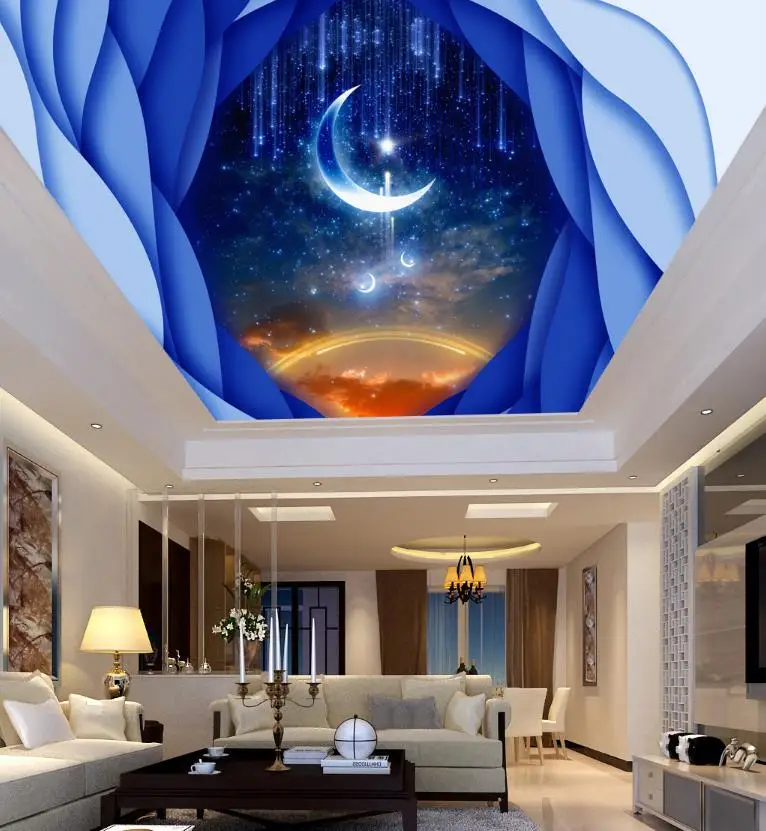 customceilingphotowallpapers3dSkytree3Dceilinglivingroom