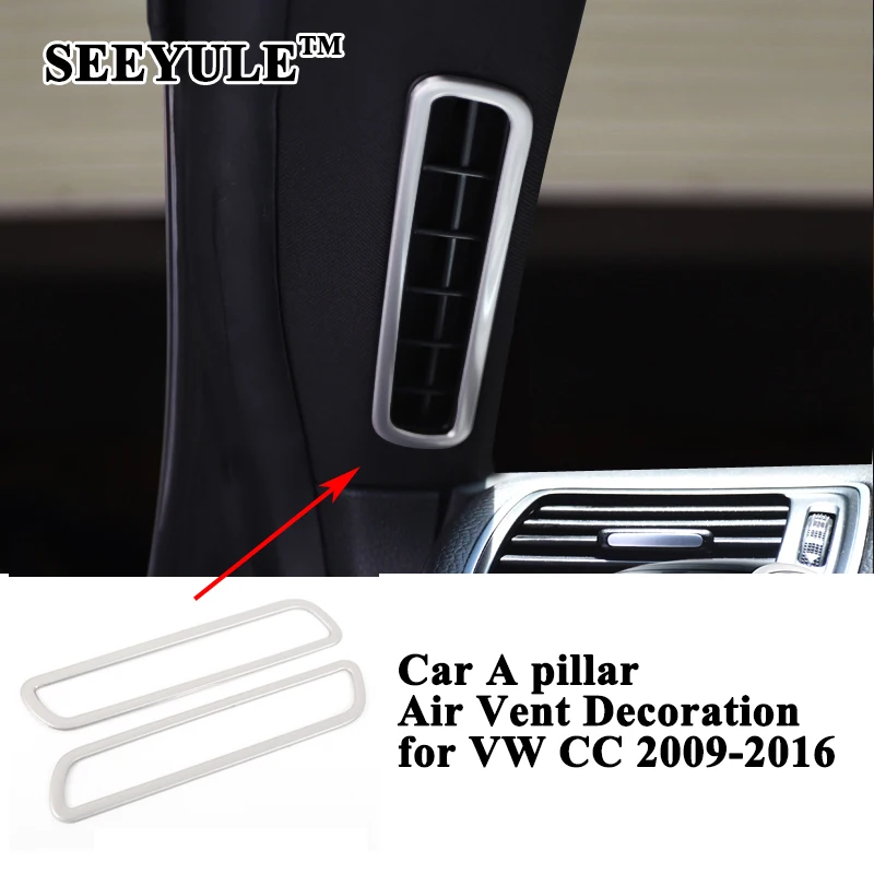

2pcs/set SEEYULE Car A Pillar Air Vent Outlet Decoration Trim Sequin Cover Sticker Accessories for VW Volkswagen CC 2009-2016