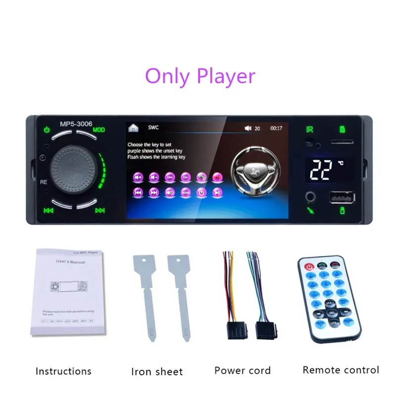 Only Player Mirror Link 1 Din автомагнитола 4," сенсорный экран авто аудио Bluetooth стерео MP5 плеер Мультимедиа камера заднего вида - Цвет: Only Player