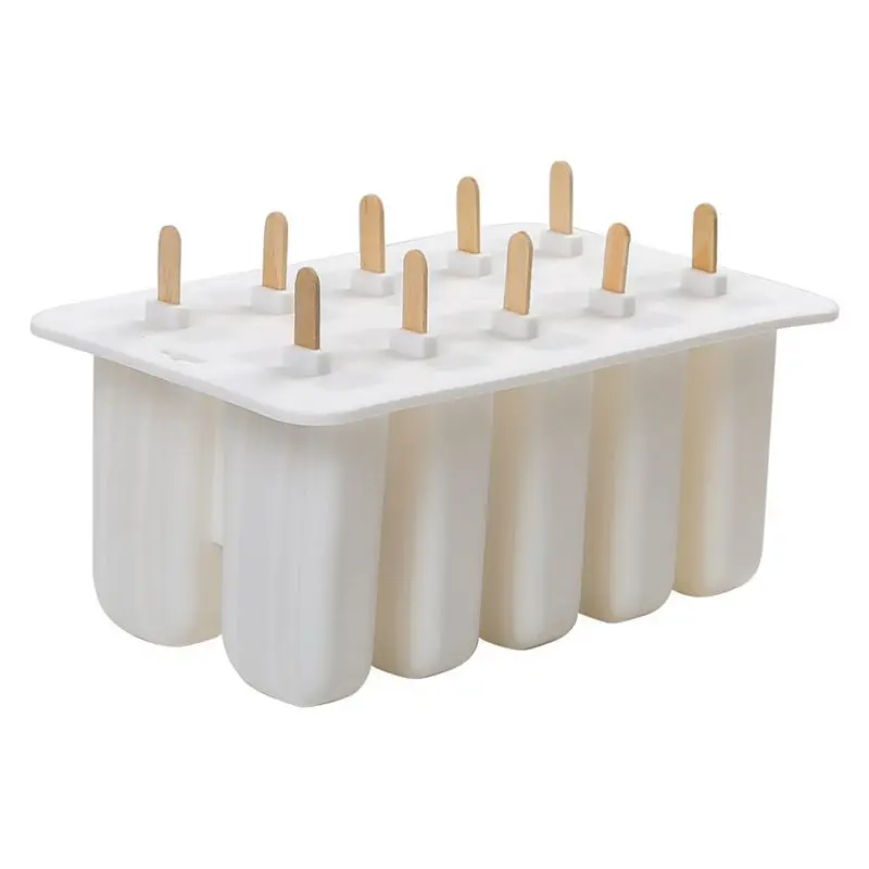 

Silica Gel Ice Cream Mould sicle Mold Ice Tray Puck sicle Mold Ice Cream 10 with silicone mold high quality White