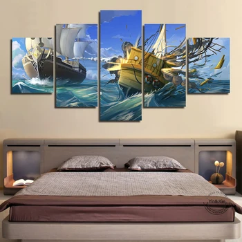 

Canvas Painting Home Decoration 5 Pieces Cartoon Landscape Pictures Wall Art Prints Modular One Piece Poster For Living Room
