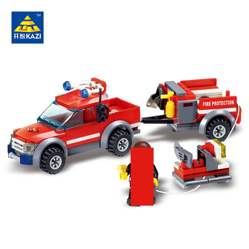143 pièces ville pompiers blocs de construction ensembles briques à monter soi-même voiture de feu modèle Playmobil camion de pompier jouets éducatifs pour les enfants