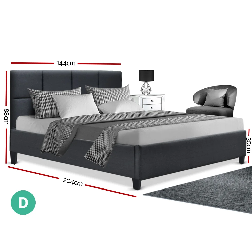 204 X 144cm Artiss TINO Double Size Bed Frame Base Fabric Headboard Wooden Mattress Easy Assembly Bed Charcoal Home Furniture AU 204 X 144cm Artiss TINO Double Size Bed Frame Base Fabric Headboard Wooden Mattress Easy Assembly Bed Charcoal Home Furniture AU