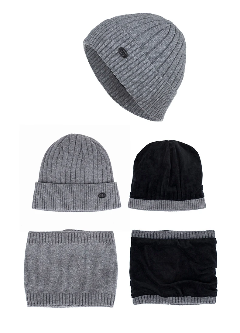 2 шт Шерсть Мужская/женская теплая шерстяная шапка хлопок Skullies Beanies ветрозащитная вязаная шапка, сезон осень-зима Кепка унисекс с шарфом
