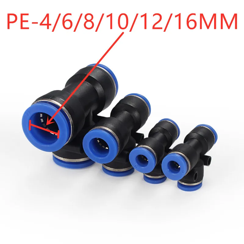 Pack of 3 2019-8420  10mm Pneumatic Push Fit Equal Tee KELM  tube x tube x tu