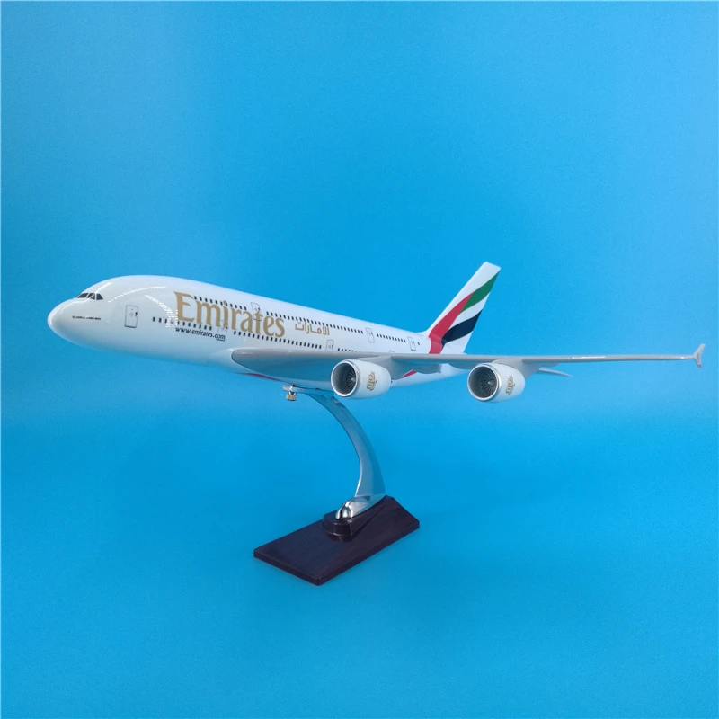45 см 1/160 масштаб EMIRATES Airbus A380 модель аэроплана самолет модель с шасси металлическое колесо Смола самолет игрушки подарок