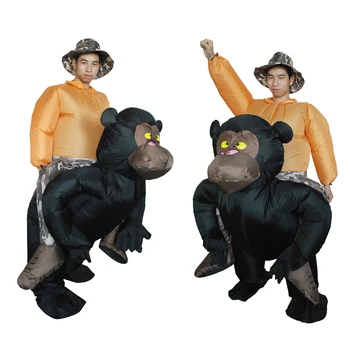 

Adult Inflatable Chimpanzee Halloween Costume Suit Blow Up Fancy Dress Festival Party Inflatable Black Orangutan Outfit Jumpsuit
