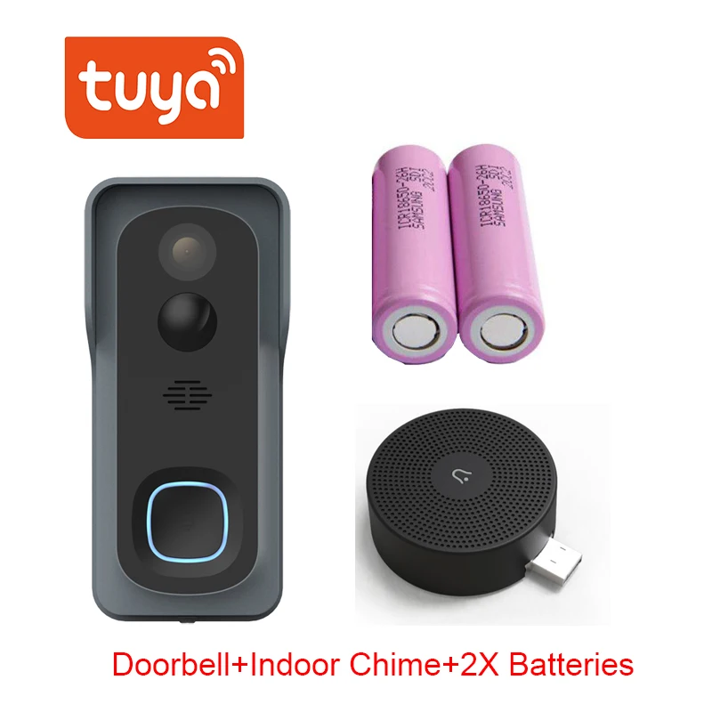 wireless video intercom system Tuya Wireless WiFi 1080P Video Doorbell with Battery USB Chime Compatible with Google and Alexa, Waterproof doorbell Smart lIfe audio video intercom system Door Intercom Systems