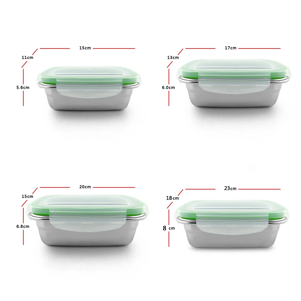 Домашние прямоугольные контейнеры Bento Ланч-бокс для хранения продуктов, термоизолированные миски для пикника, кухонные герметичные миски из нержавеющей стали