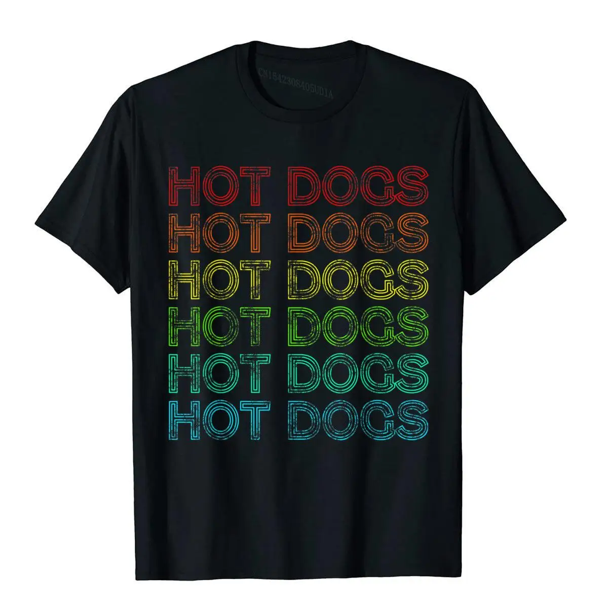 Retro Funny Hot Dog T-Shirt Vintage Food Theme Party Shirt T-Shirt__B8820black