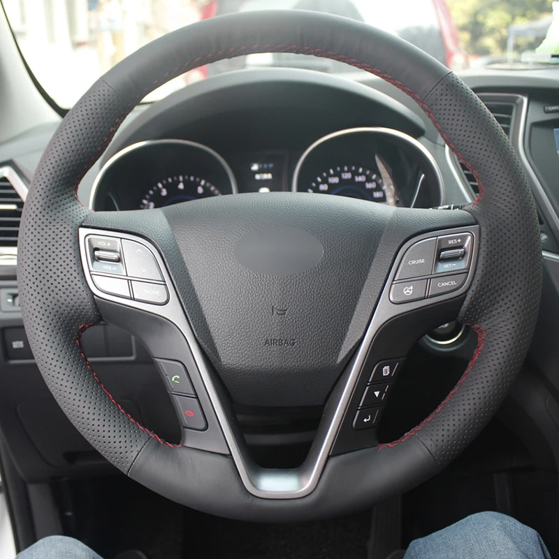 Steering Wheel Cover DIY Braiding For Hyundai Santa Fe 2013-2015