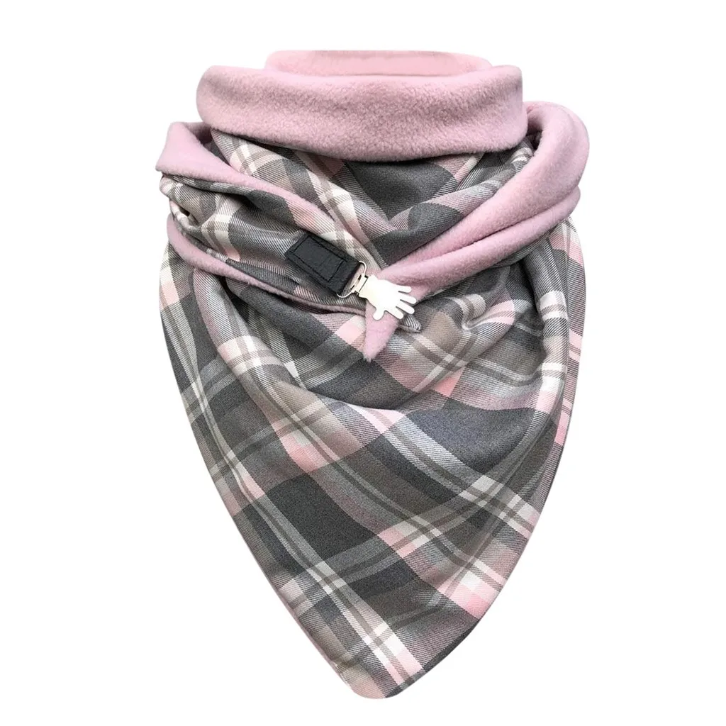 Модные женские шарфы, однотонный зимний шарф с принтом в горошек, мягкие повседневные теплые шарфы с пуговицами, кашемировые платки, хиджаб