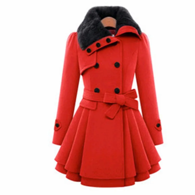 Осень и зима стиль Европа и Америка шерстяная куртка средней длины двубортное плотное пальто