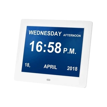 

8 Inch Photo Frame & Digital Alarm LED Screen Simple Eletronic Photo Album Support Clock/Photo/Video for Elder People with Remot