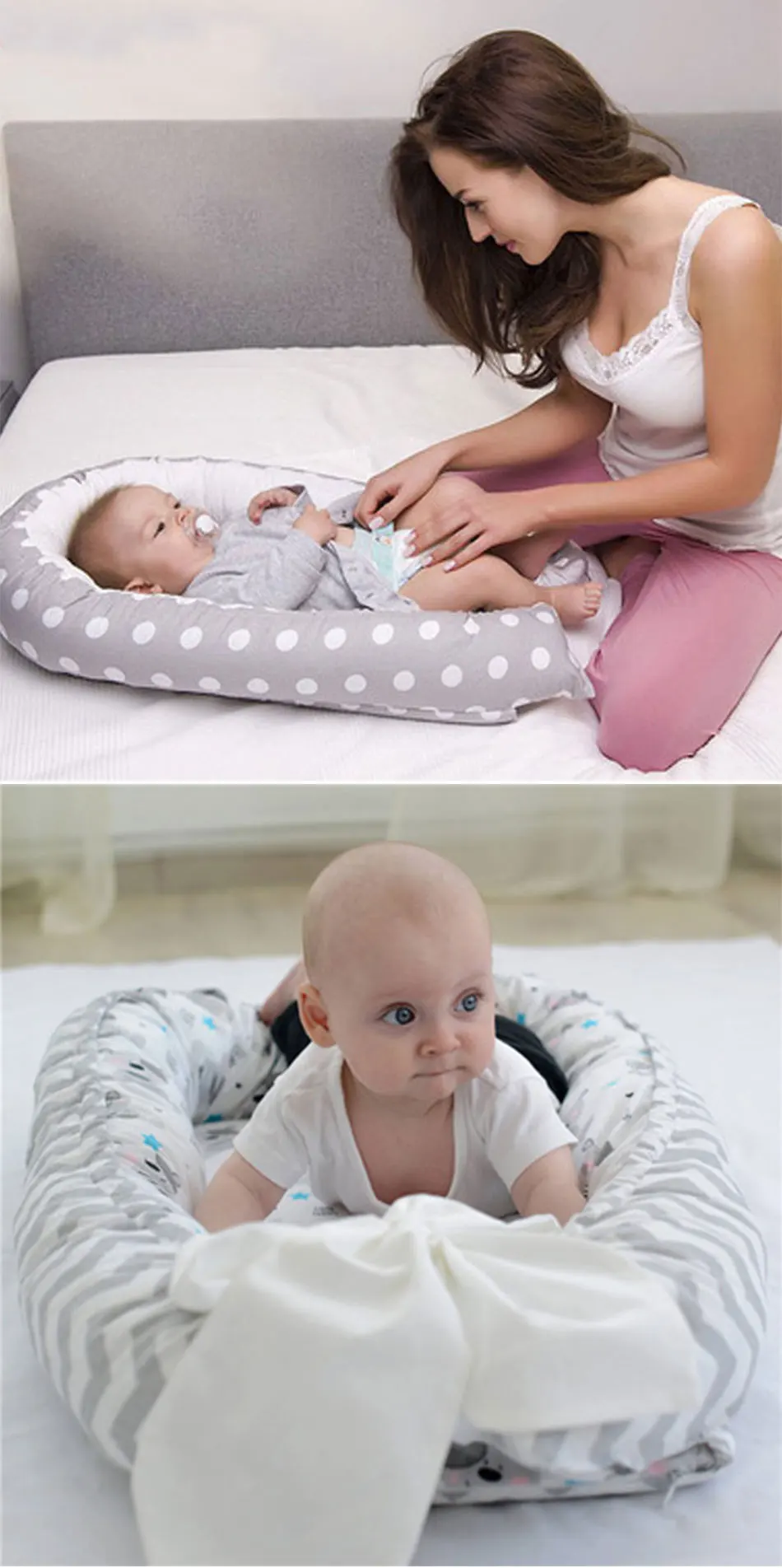 Хлопковая детская бионическая кровать, переносная съемная и моющаяся кровать для новорожденных, детская кровать с принтом, детская