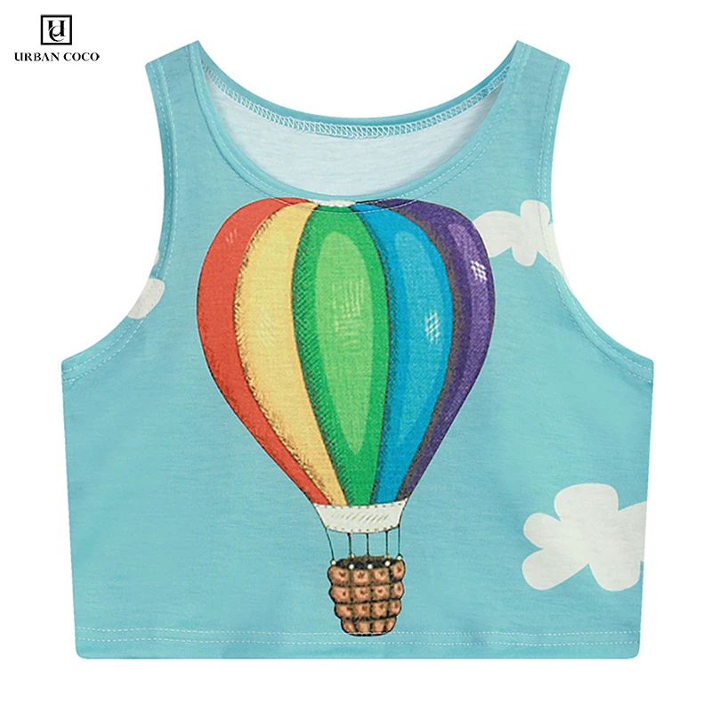 

Urban CoCo Women's Graphic Digital Printed Sexy Bodycon Sleeveless Cropped Camisole Midriff Top