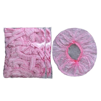 

100 Pcs/Bag Disposable Hat Hotel One-Off Elastic Shower Bathing Cap Clear Hair Salon Bathroom Products 2 Bags