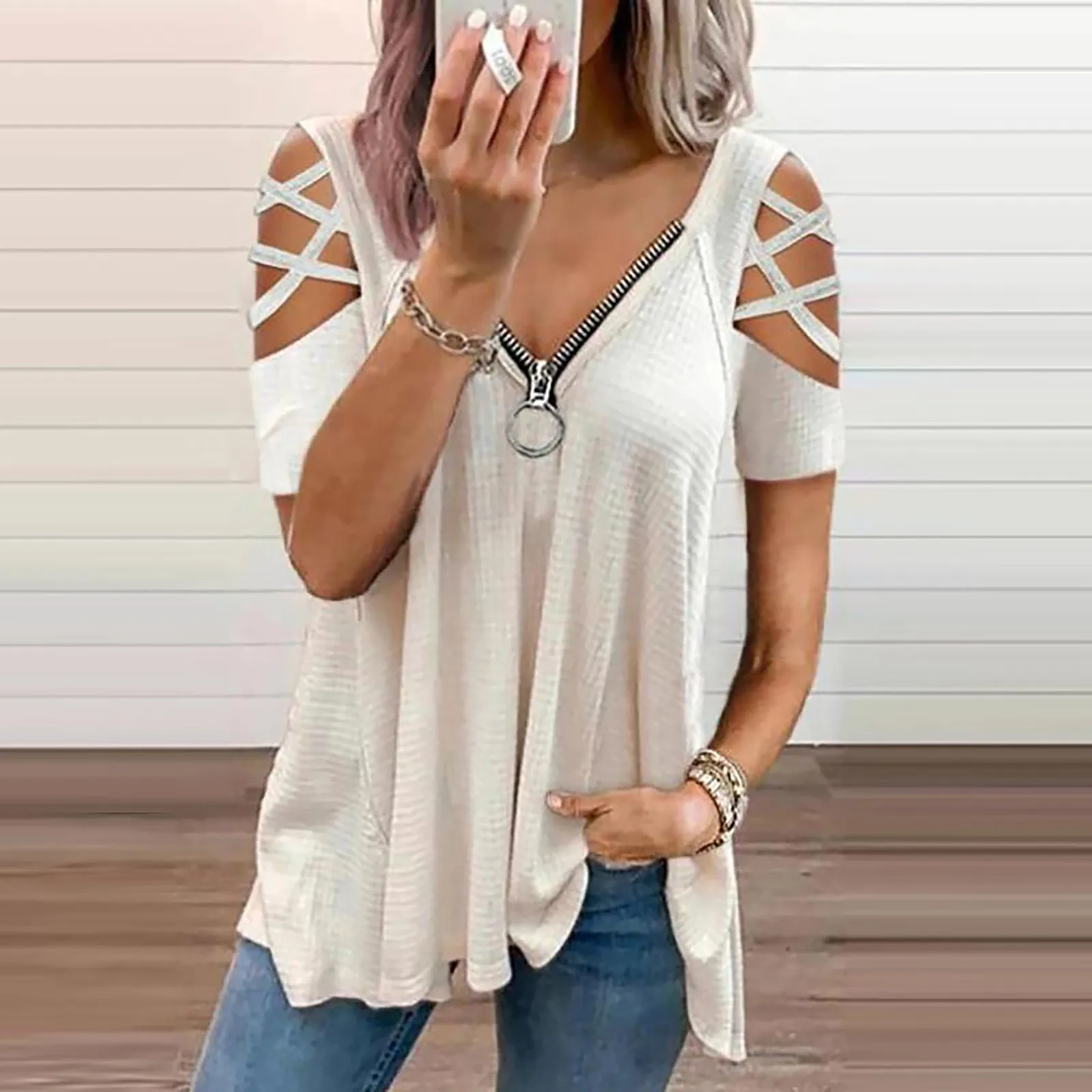 2021 New Summer Fashion Tops Zipper Shirts Women's Floral Print Pullover Button Casual Bottom T-shirt Female Pullover Streetwear 2