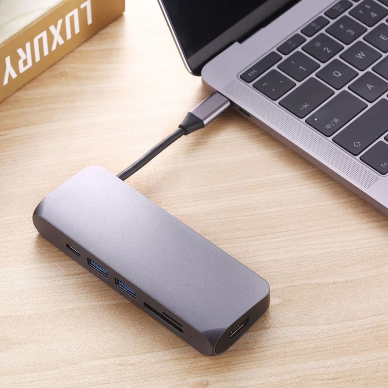 Топ Usb-C к Hdmi 6-в-1 конвертер может вместить type-C к Usb3.0 Sd Tf концентратор карт зарядки расширитель адаптер