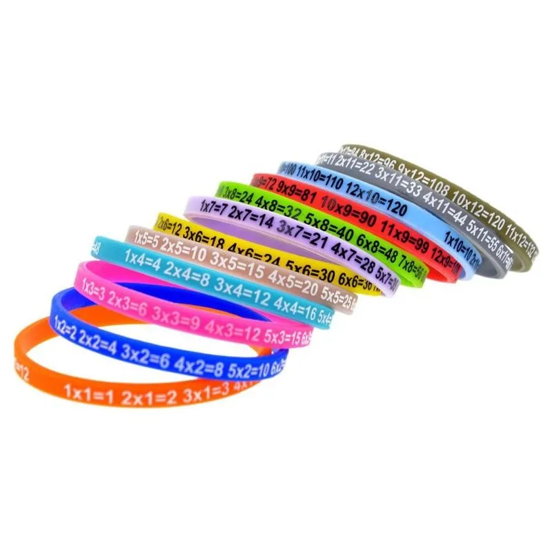 Soft Silicone 12Pcs/Set Multiplication Tables Bracelet Learn Math Education Wristband For Kids Preschool Teaching Aids Math Toy