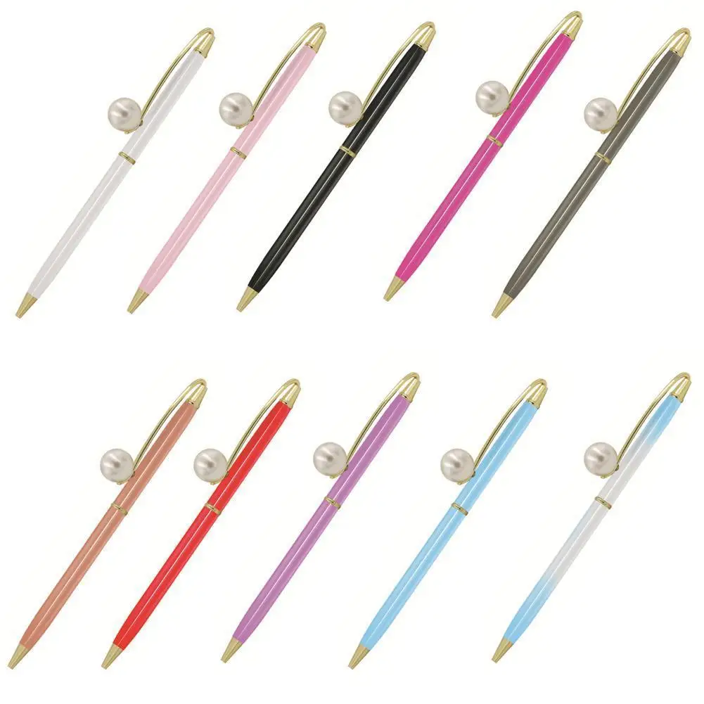 

Metal Pen Pearl Ballpoint Pen Elegant Pearl Pens Gradient Business Advertising Pen Pen Set Stationary Gift Novel Set V4O2