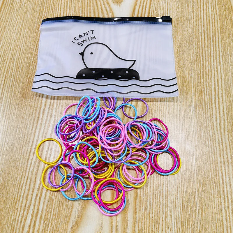 100 Pcs/bag Korean Cute Children's Headwear Simple Colorful Rubber Band Hair Rope Fashion Girl Princess Basis Hair Accessories - Цвет: 1