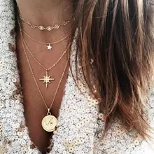 Новое модное ювелирное ожерелье женское золотое ожерелье многослойная звезда человеческий магнит для монет панк-представительное ожерелье
