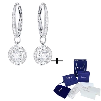 

2019 Classic New Round Crystal Pierced Earrings Elegant Temperament Ladies Engagement Birthday Fashion Gift Jewelry
