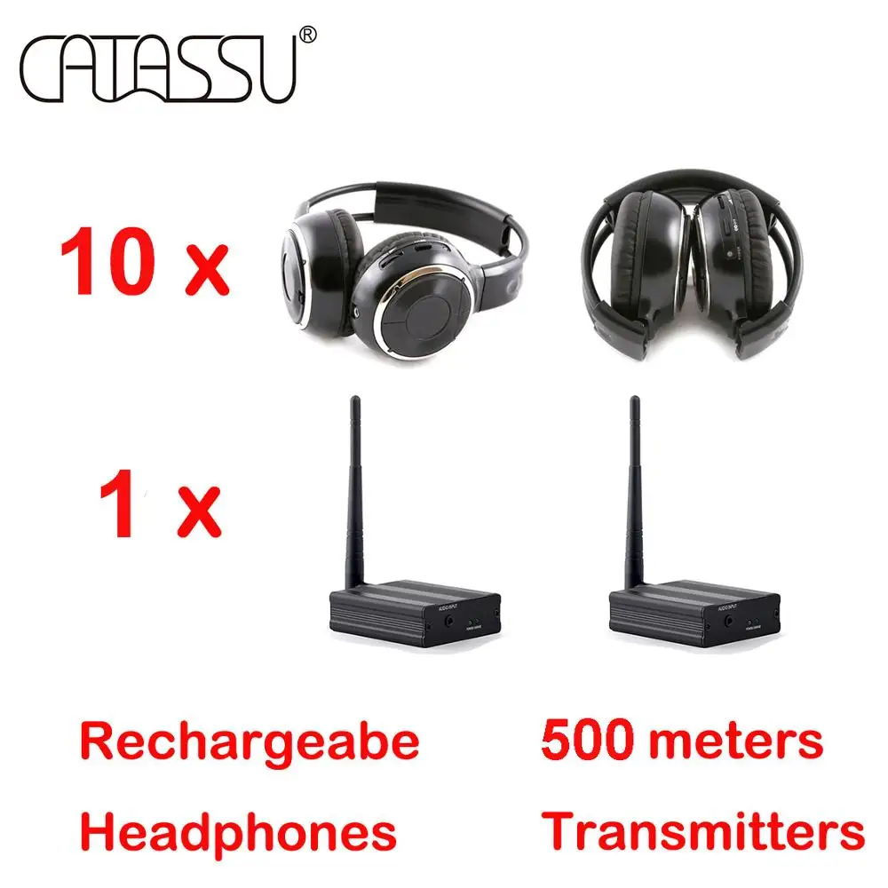  RF silent disco foldable wireless headphone package 500m distance for party meeting DJ film --10 pc