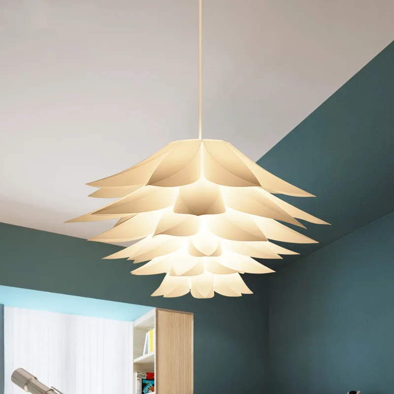 

E27 Lotus puzzle paper chandelier DIY White Lampshade For living room Bedroom Kitchen Kids room plastic chandelier Lighting