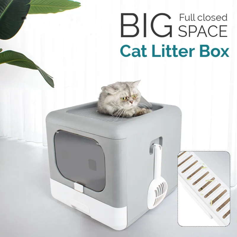 Foldable Cat Bedpans Cat Litter Box Fully Enclosed Deodorant Pet Toilet